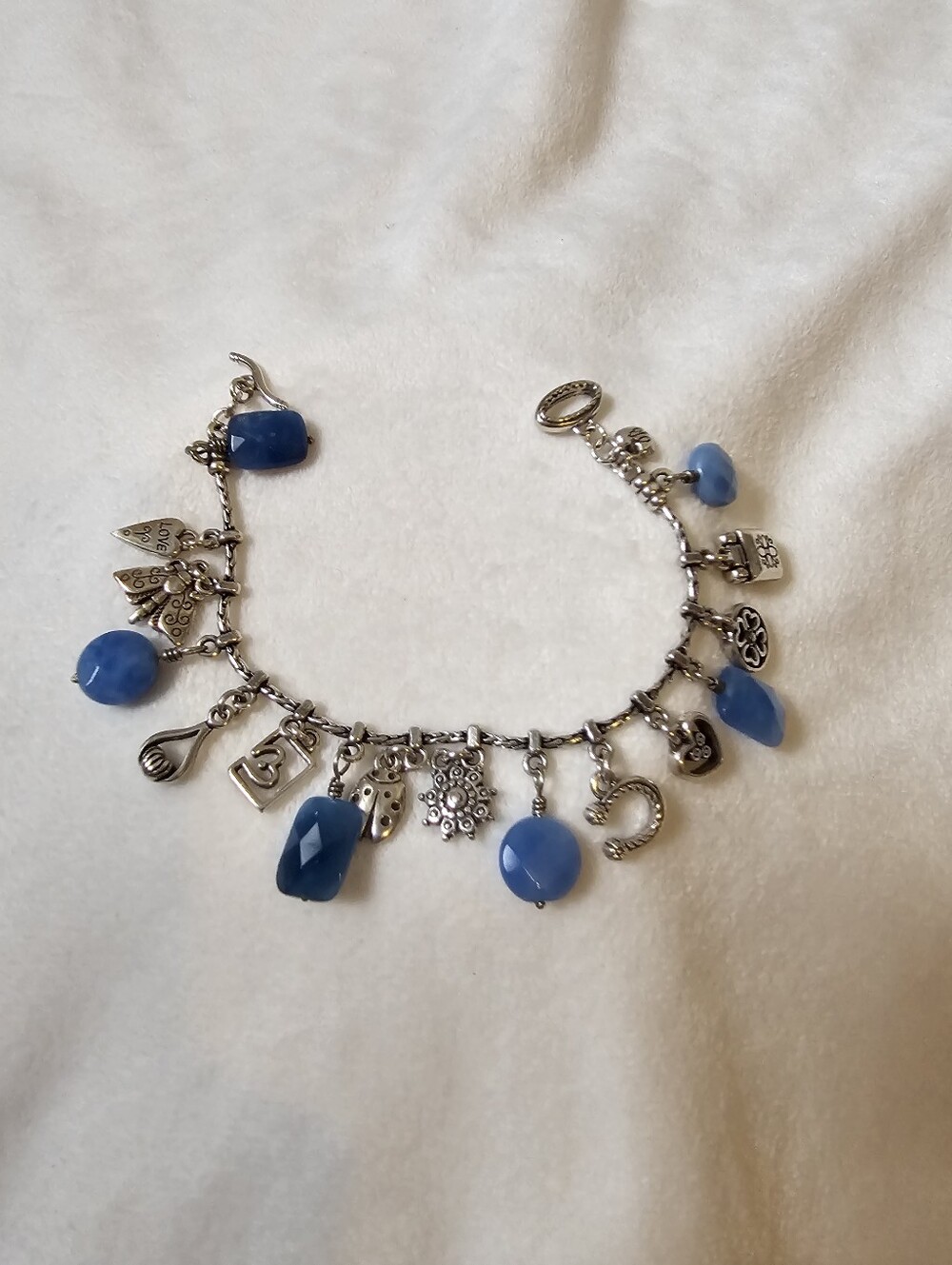 Brighton Fortune Blue Quartz Charm Bracelet Retired Vintage J31792 - Picture 6 of 8